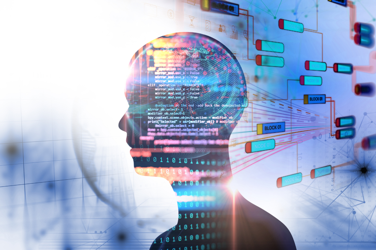 user with digital overlay